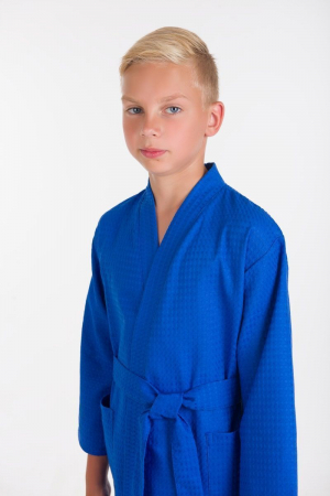 Детский вафельный халат / васильковый