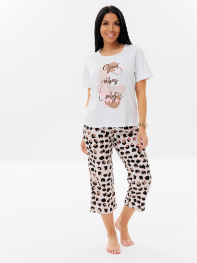 Женская пижама П-67(К) / Коричневый (надписи)