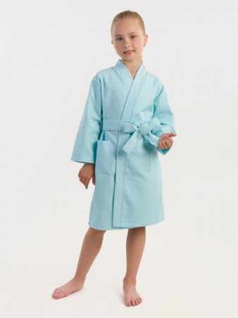 Детский вафельный халат / голубой