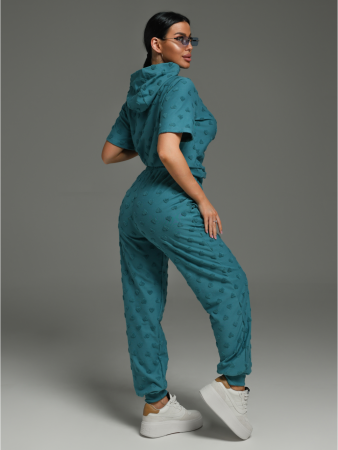 Женский костюм Суфле / Махра, петроль сердечки