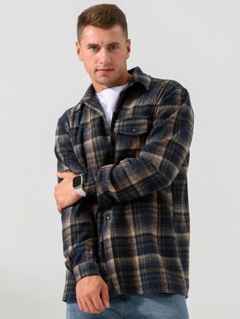 Мужская сорочка верхняя "Скандинавия" 2381-Ф / Сине-зеленый