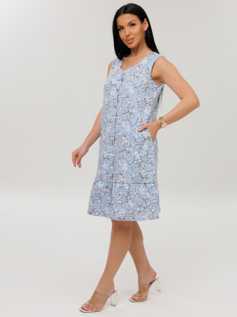 Женский халат Х-164(К) / Серо-голубой (цветы)