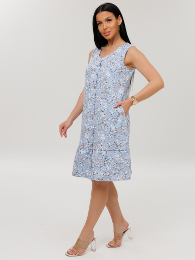 Женский халат Х-164(К) / Серо-голубой (цветы)