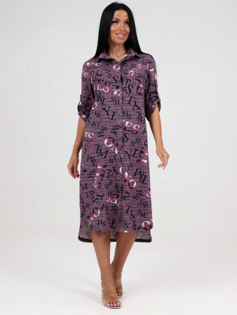 Женская туника МИДИ ТК-25 / Буквы, перелив какао