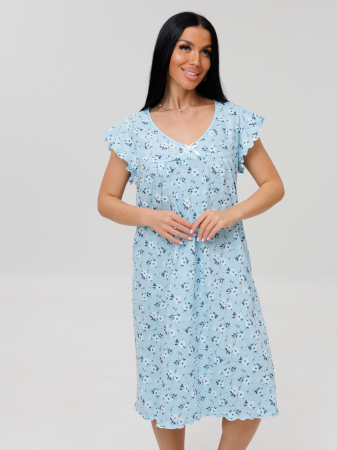 Женская сорочка Сор-71(К) / Ярко-голубой (цветы)