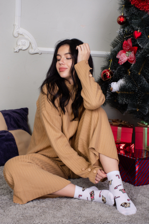 Женские носки  стандарт Символ дружбы (набор 3 пары) / белый, красный, серый