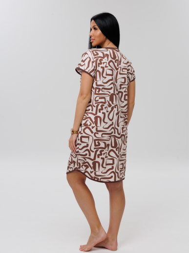 Женский халат Х-154(К) / Бежевый (коричневый узор)