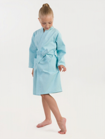 Детский вафельный халат / голубой