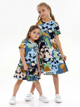 Детское платье "Лето" / Цветы камуфляж