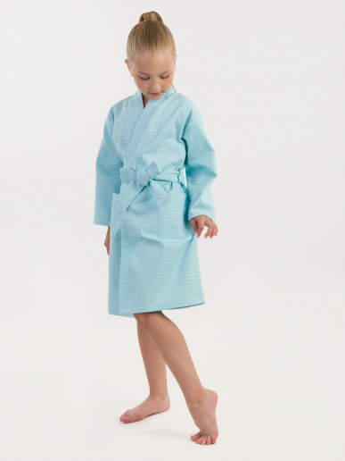Детский вафельный халат / голубой