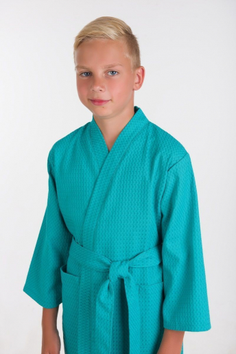 Детский вафельный халат / изумрудный