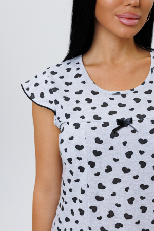 Женская ночная сорочка 2120/1 / Серый, сердечки