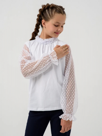 Детская блузка "Кайли" длинный рукав / Белый