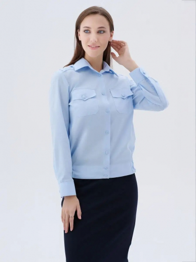 Женская рубашка форменная Полиция (длинный рукав) / Светло-голубой
