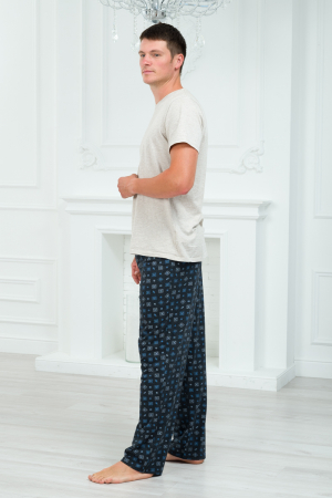 Брюки (макси) домашние мужские из кулирки / темно-серый