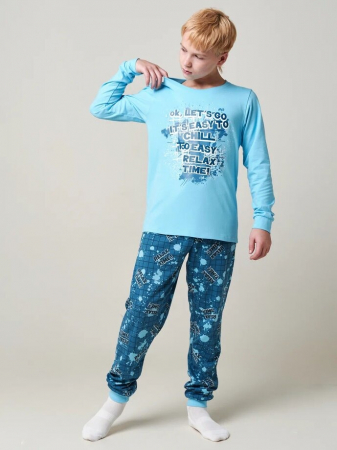 Детская пижама "Патруль" длинный рукав / Голубой