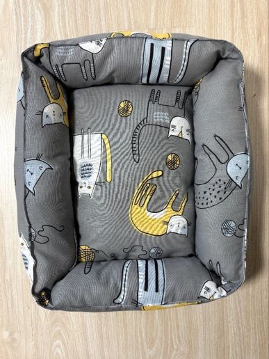 Лежак для кошек и собак / серый кот