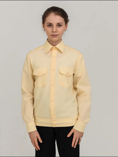 Детская рубашка кадетская (длинный рукав) / Кремовый