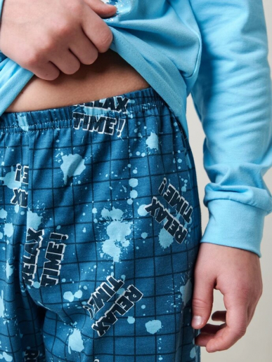 Детская пижама "Патруль" длинный рукав / Голубой