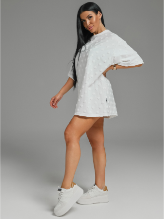 Женская футболка Ирбис / Махра, белый сердечки