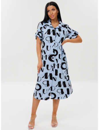 Женский халат Х-105(К) / Голубой (буквы)