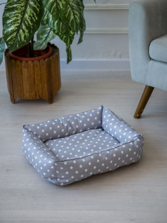Лежак для кошек и собак / звезды, серый