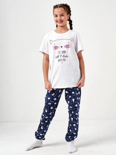 Детская пижама с брюками "Кисонька" короткий рукав