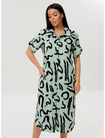 Женский халат Х-105(К) / Фисташковый (черный узор)