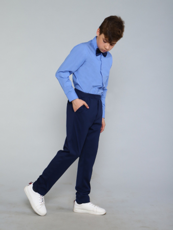 Детская рубашка "Школьник" / Светло-синий