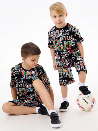 Детская пижама с шортами "Сорванец" / Город на черном
