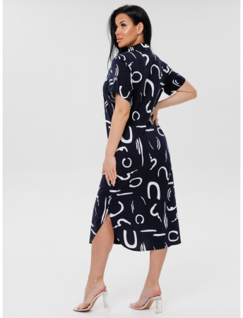 Женский халат Х-105(К) / Темно-синий (узоры)