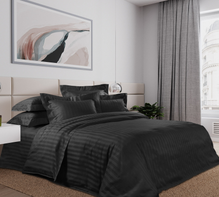 Ткань страйп-сатин / Черный