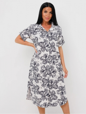 Женский халат Х-105(К) / Белый (цветы)