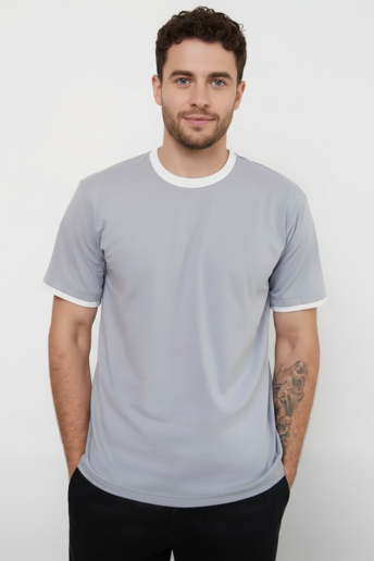 Мужская футболка 14481 / серый+белый