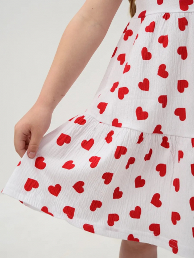 Детский сарафан "Романс" / Белый, сердечки