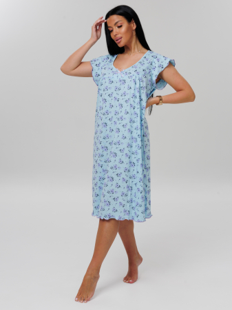 Женская сорочка Сор-71(К) / Голубой (сиреневые цветы)