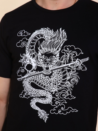 Мужская футболка Тату Дракона-3 2223 / Черный