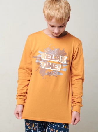 Детская пижама "Дрема" длинный рукав / Оранжевый