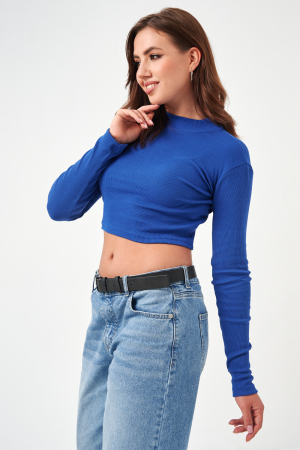 Женская водолазка 52719 укороченная / голубой