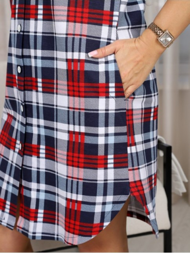 Женский халат-рубашка Х-33.01 / Синяя клетка