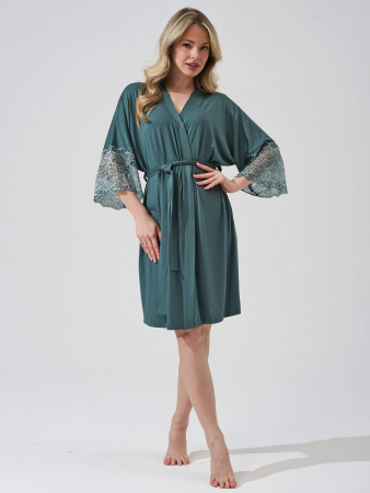 Женский  халат Флирт (кружево) 2451-Ви / Зеленый