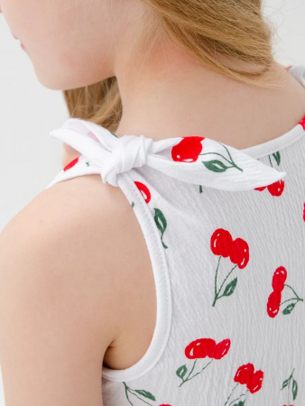Детский сарафан "Романс" / Белый, вишня