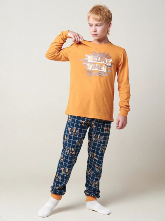 Детская пижама "Дрема" длинный рукав / Оранжевый