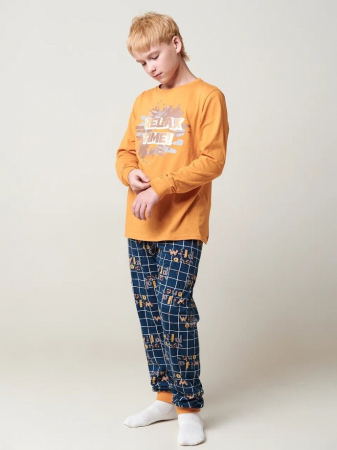 Детская пижама "Дрема" длинный рукав / Оранжевый