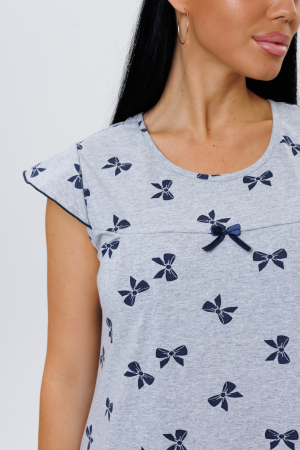 Женская ночная сорочка 2120 / Серый, бантики