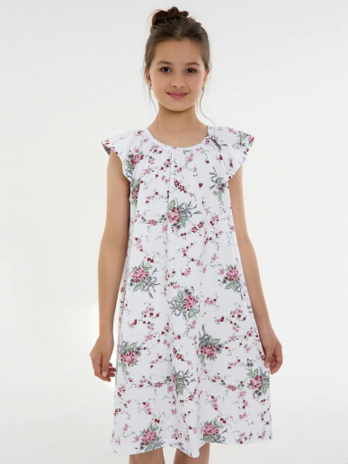 Детская сорочка "Луна" / Цветочки на белом