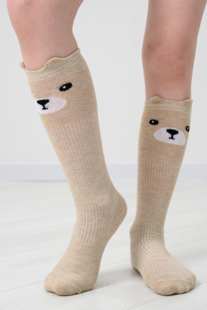 Детские гольфы Мишка и лиса (набор 2 пары) / бежевый, персик