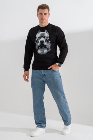Мужской свитшот 8559 / черный+питбуль
