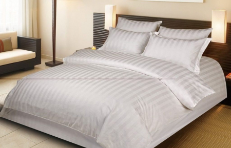 Пододеяльник из страйп-сатина / Белый полоса 3х3