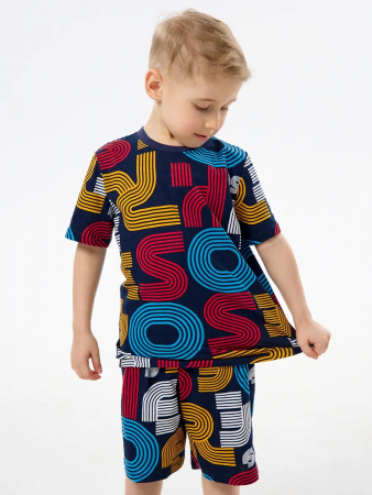 Детская пижама с шортами "Сорванец" / Диско красный